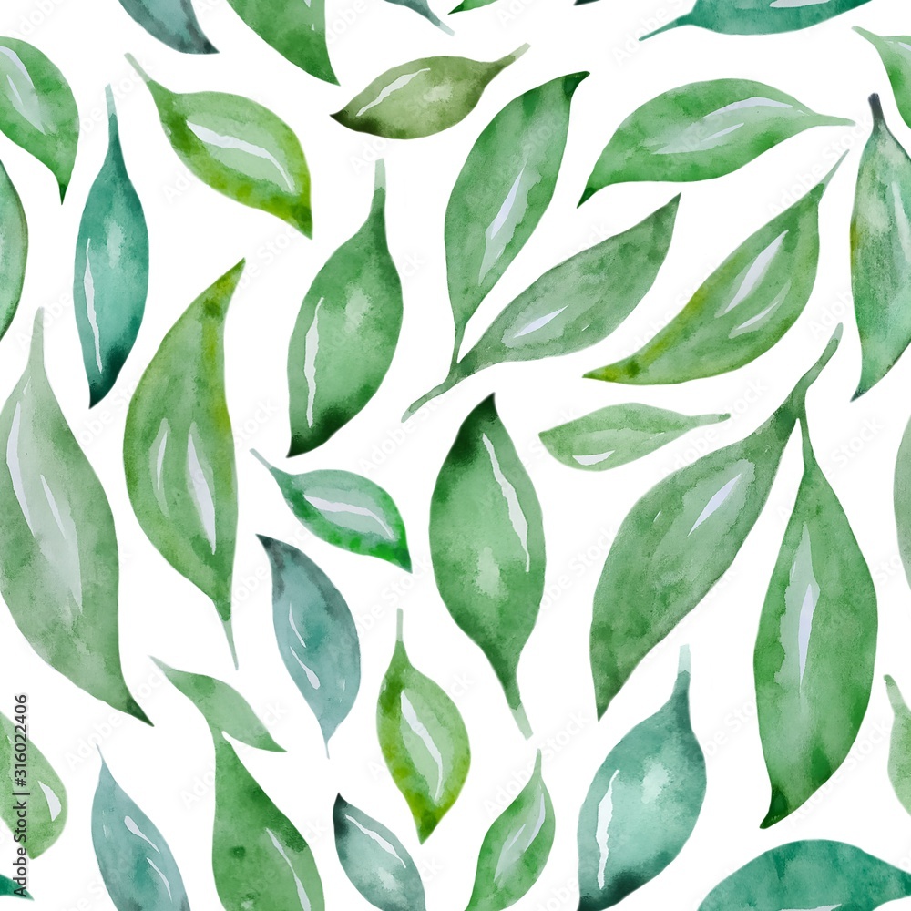 Seamless pattern of watercolor leaves. Freehand drawn background. illustration. Seamless pattern of watercolor leaves. Freehand drawn background. illustration.