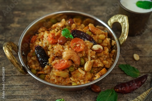 Bisi bele bath / Sambar rice- South indian rice lentil dish