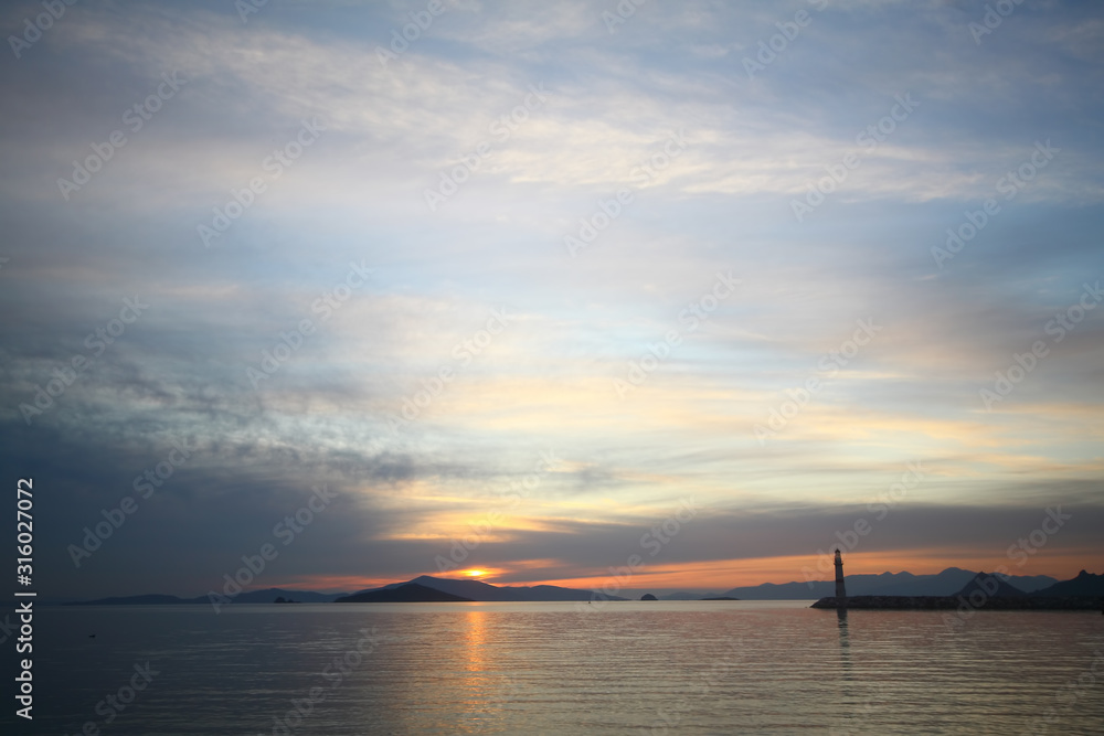 Seaside town of Bodrum and spectacular sunsets. Mugla, Turkey Seaside town of Bodrum and spectacular sunsets. Mugla, Turkey