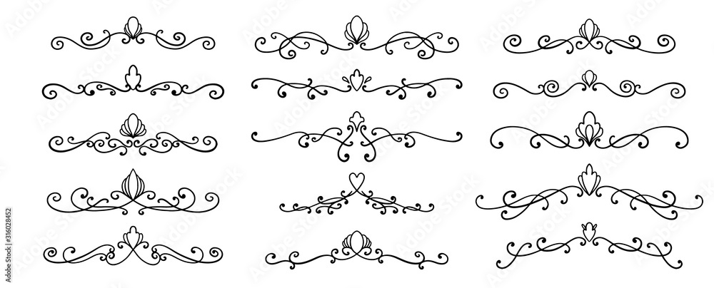 Set divider ornament.Decoration element design. Set divider ornament.Decoration element design.