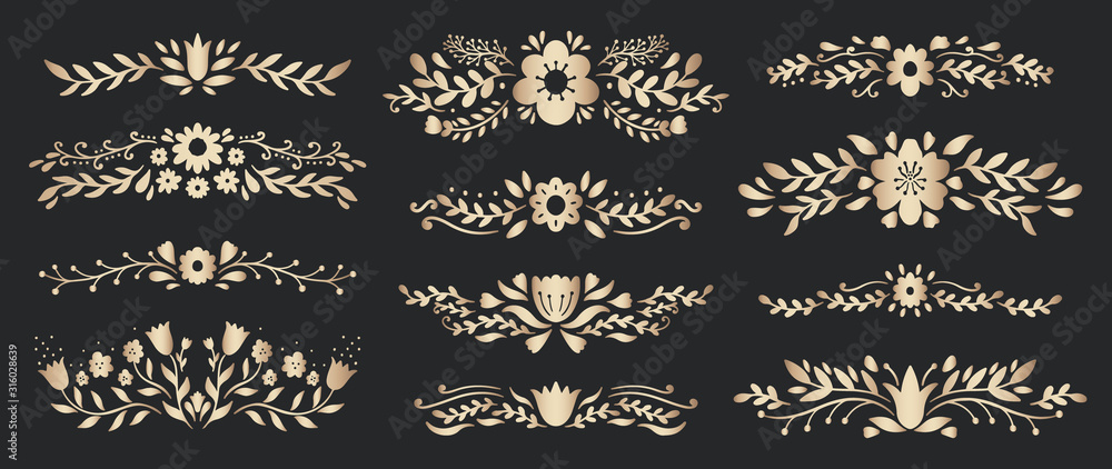 Set divider flora ornament.Decoration element design. Set divider flora ornament.Decoration element design.