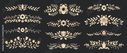 Set divider flora ornament.Decoration element design.