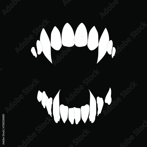 Fototapeta Vampire teeth vector isolated on black background