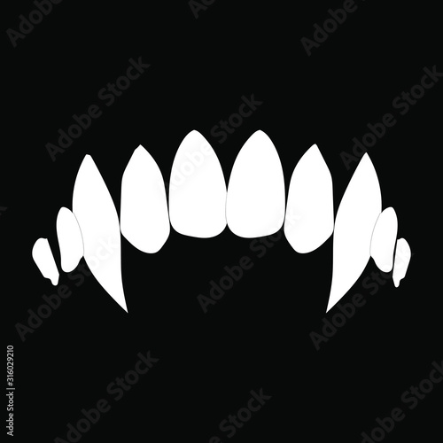 Vampire teeth vector isolated on black background