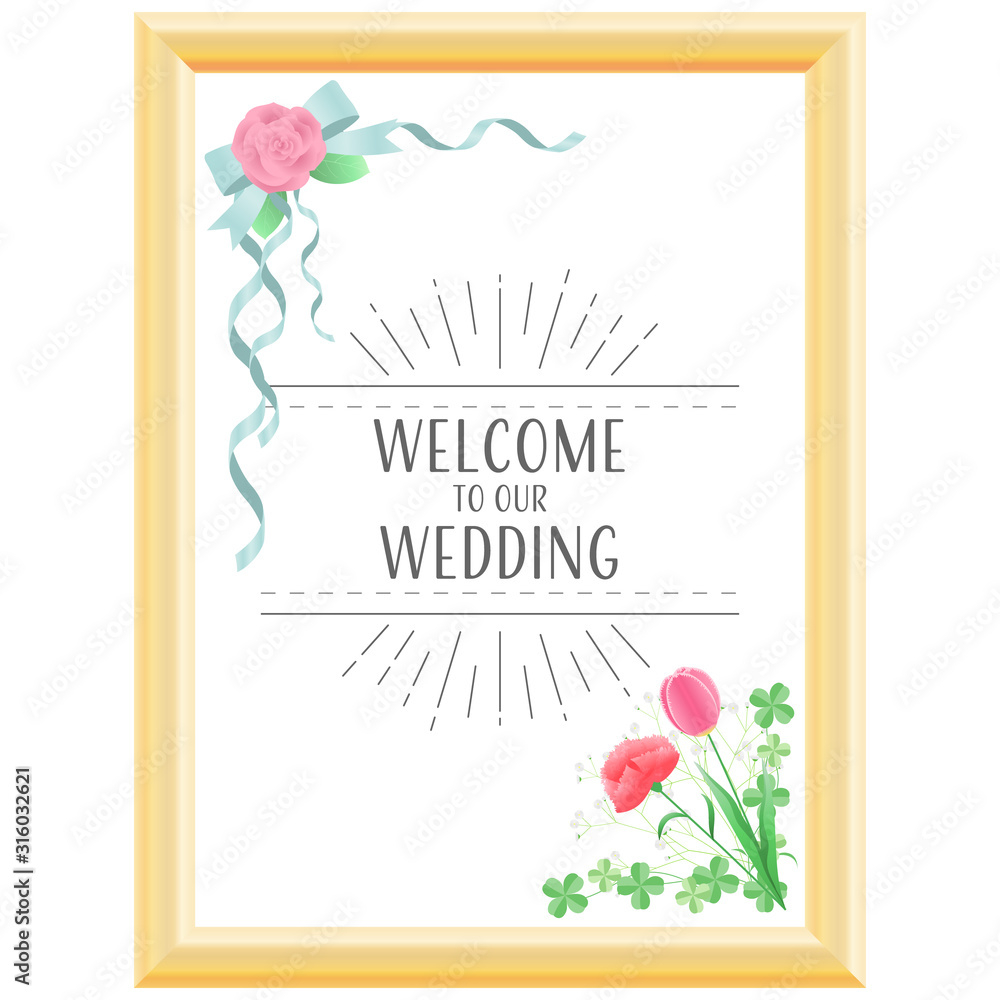 Illustration of wedding welcome board