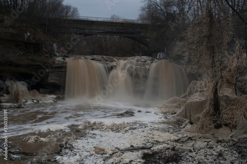 West Falls of the Black River in Winter, Elyria, Ohio photo