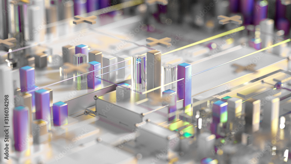 Obraz premium Tech futuristic geometric background. 3d illustration, 3d rendering.