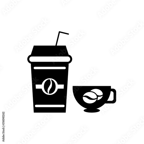  Hot coffee cup and coffee mug icon.