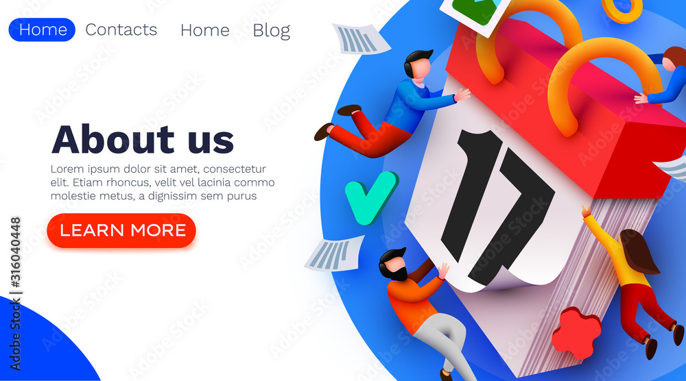 Modern banner template with tiny people and giant calendar. Planning schedule concept banner with characters. Time management, planning events and organization. Website template. Modern banner template with tiny people and giant calendar. Planning schedule concept banner with characters. Time management, planning events and organization. Website template.