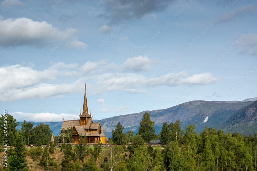 Stave church, Lom, Innlandet, Norway