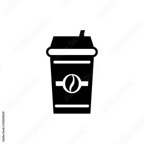 Coffee cup icon vector in black color.