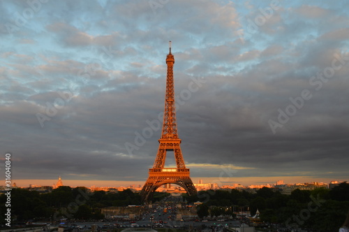 Eiffel Tower in Paris at dusk
