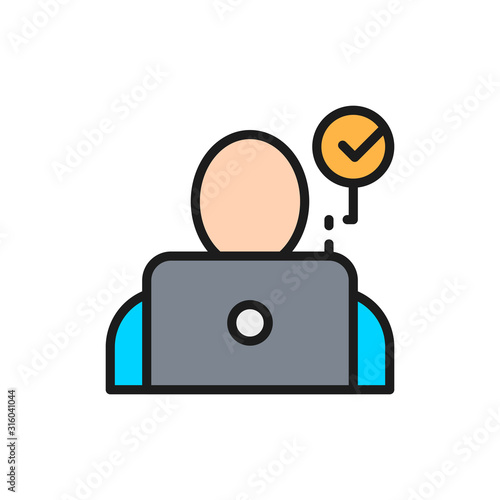 Wallpaper Mural Face verification for laptop, face scans for notebook flat color line icon. Torontodigital.ca