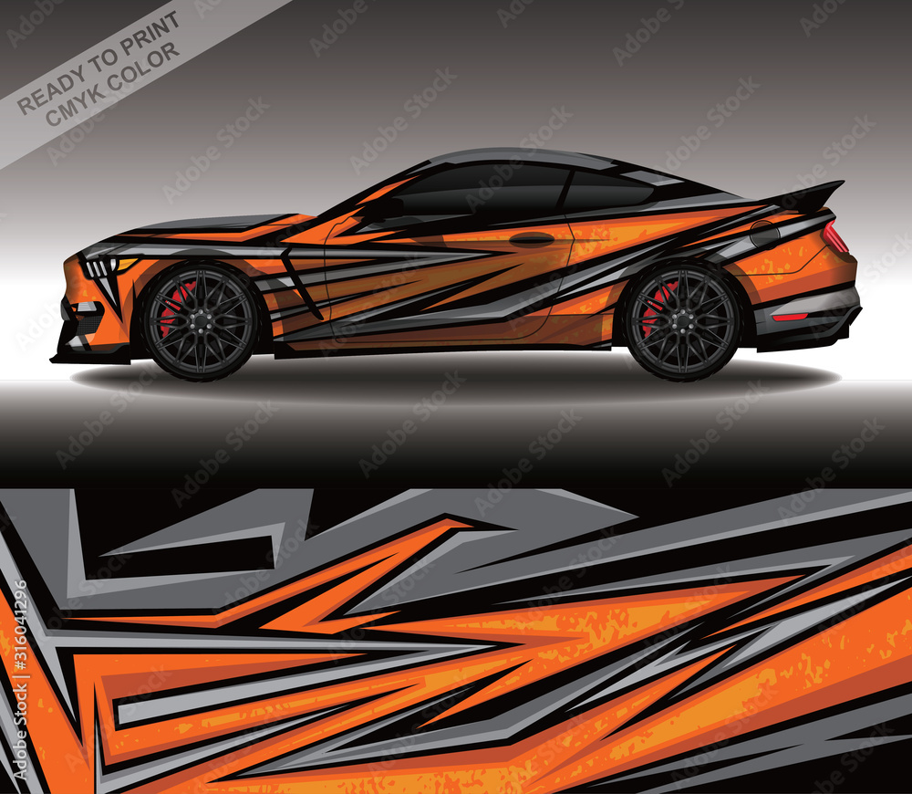 Car wrap decal design vector, custom livery race rally car vehicle sticker and tinting.