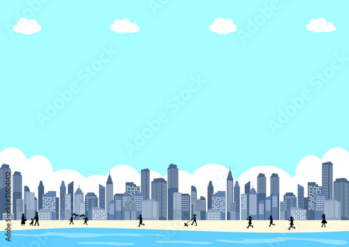 ビーチ　都市風景
