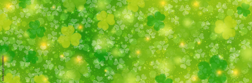 St.Patrick's Day green vector background with clover leaves St.Patrick's Day green vector background with clover leaves
