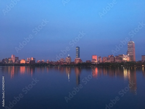 boston skyline at dusk