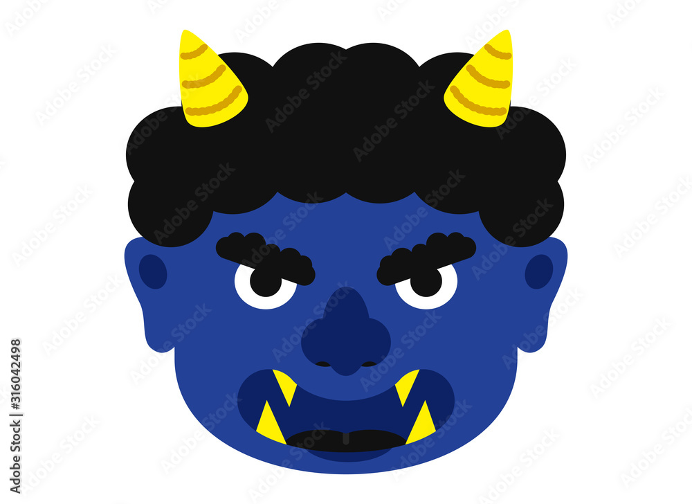 イラスト 鬼 おに オニ 節分 豆まき 素材 表情 顔 青鬼 アオオニ 青 あお ベクター有 Stock Vector Adobe Stock