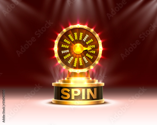 Casino spin colorful fortune wheel. scene background.