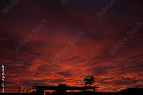 sunset with clouds