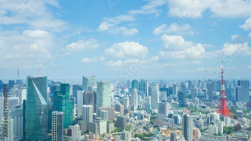 東京風景　タイムラプス　青空と緑と心地良い光