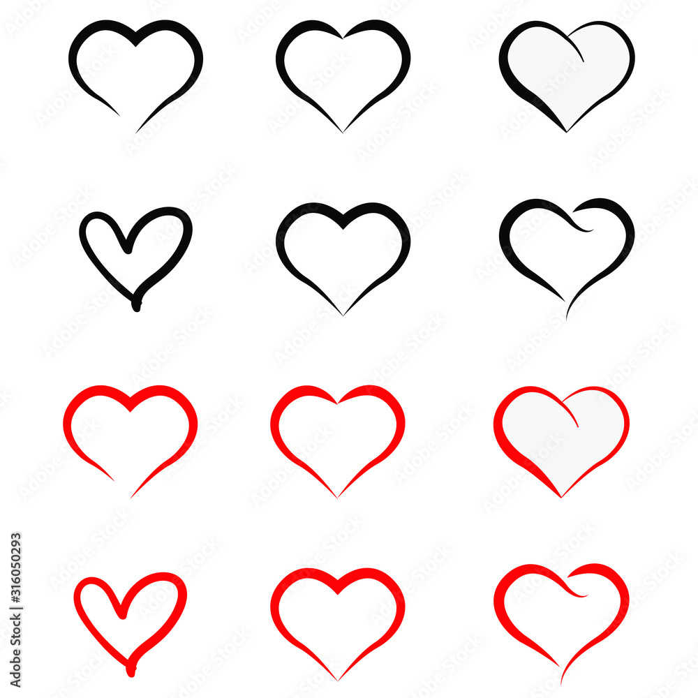 heart collection icon, love symbol, isolated on white, vector illustration