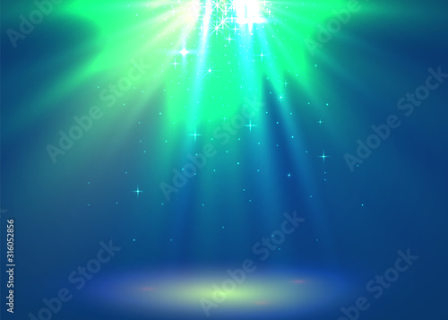 Abstract magic light background. Blue holiday burst.