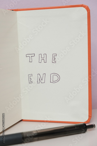 Last page of notebook with the words 