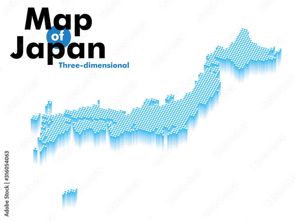 ドットとグラデーションの立体的な日本地図のイラスト 青系 ビジネスグラフィック素材 Stock Vector Adobe Stock