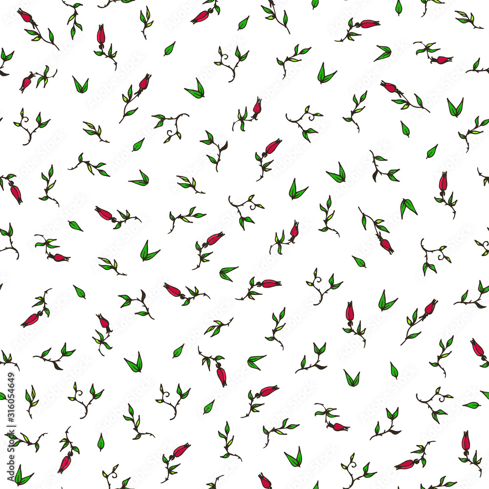 Fototapeta premium vector seamless pattern with roses and leaves. can be used as Wallpaper, wrapping paper, print, textile design.