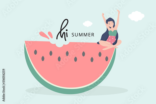 Background for social media decorate with summer leaf 