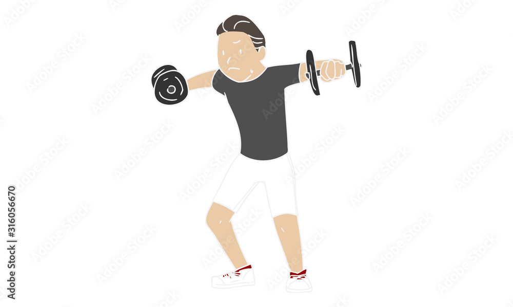 Obraz premium 運動 筋トレ サイドレイズ