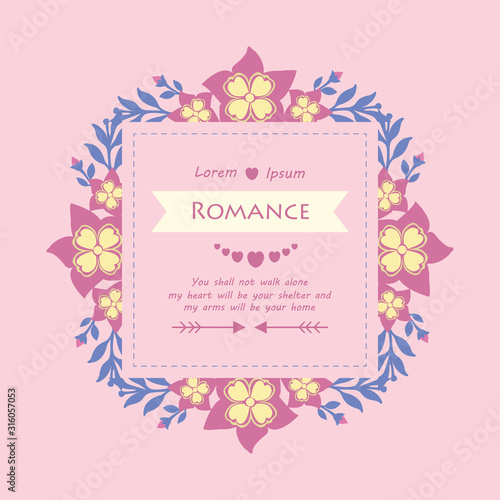 Romance greeting card Decoration, with elegant pattern of leaf and floral frame. Vector © StockFloral