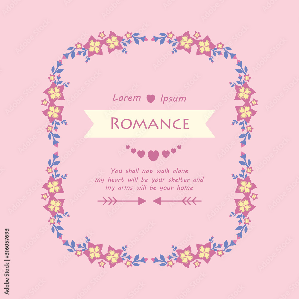 Beautiful Ornament leaf and floral frame, for unique romance greeting card design. Vector Beautiful Ornament leaf and floral frame, for unique romance greeting card design. Vector