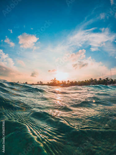 sunset in the caribbean sea
