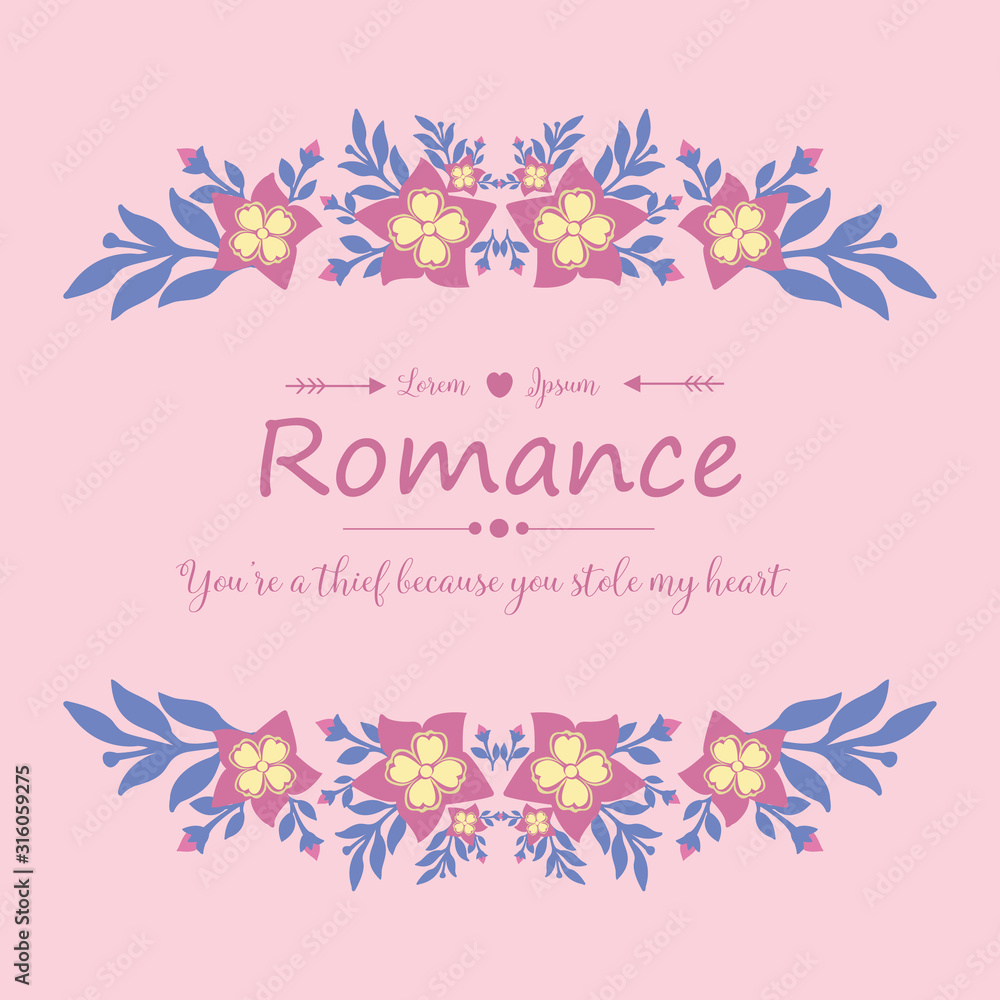 Crowd pink floral frame and unique shape leaf, for seamless romance greeting card wallpaper design. Vector Crowd pink floral frame and unique shape leaf, for seamless romance greeting card wallpaper design. Vector
