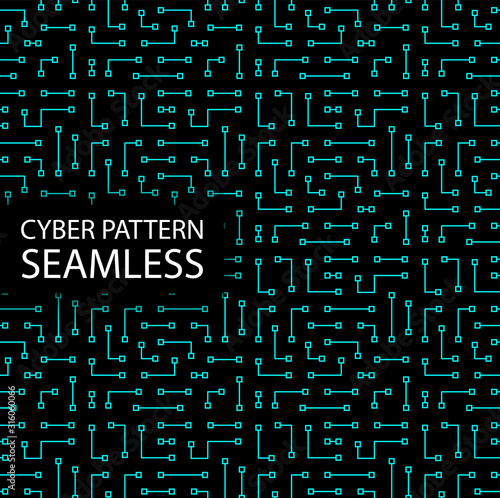 Seamless cyber pattern. Circuit board texture. Digital high tech style vector background