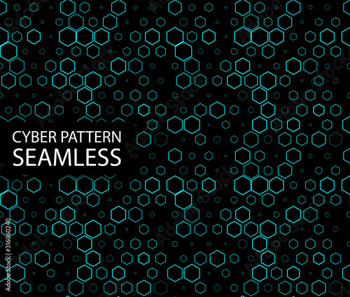 Seamless cyber pattern. Circuit board texture. Digital high tech style vector background