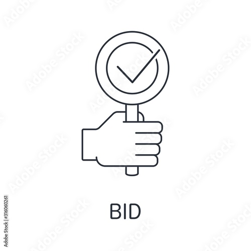 Bid. Vector linear icon isolated on white background.