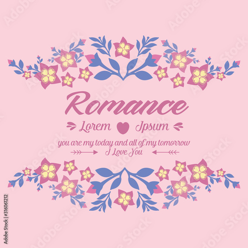 Template design for romance card, with cute style of leaf and floral frame. Vector © StockFloral
