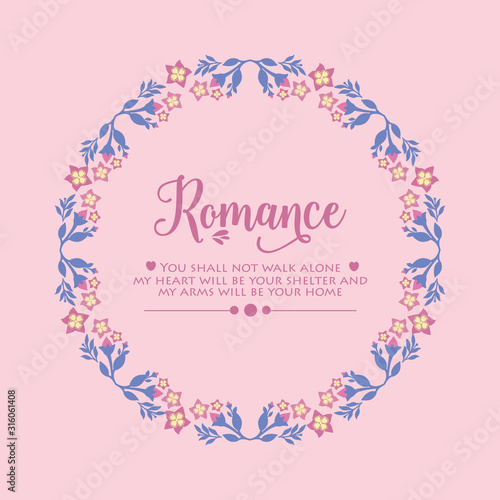 Frame Decorative with beautiful leaves and flower for romance greeting card template design. Vector