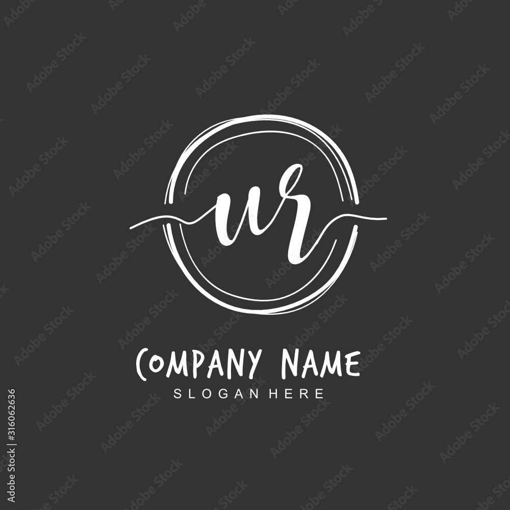 Handwritten initial letter U R UR for identity and logo. Vector logo template with handwriting and signature style. Handwritten initial letter U R UR for identity and logo. Vector logo template with handwriting and signature style.