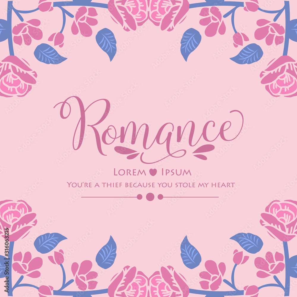 Crowd pink floral frame and unique shape leaf, for elegant romance greeting card wallpaper design. Vector Crowd pink floral frame and unique shape leaf, for elegant romance greeting card wallpaper design. Vector