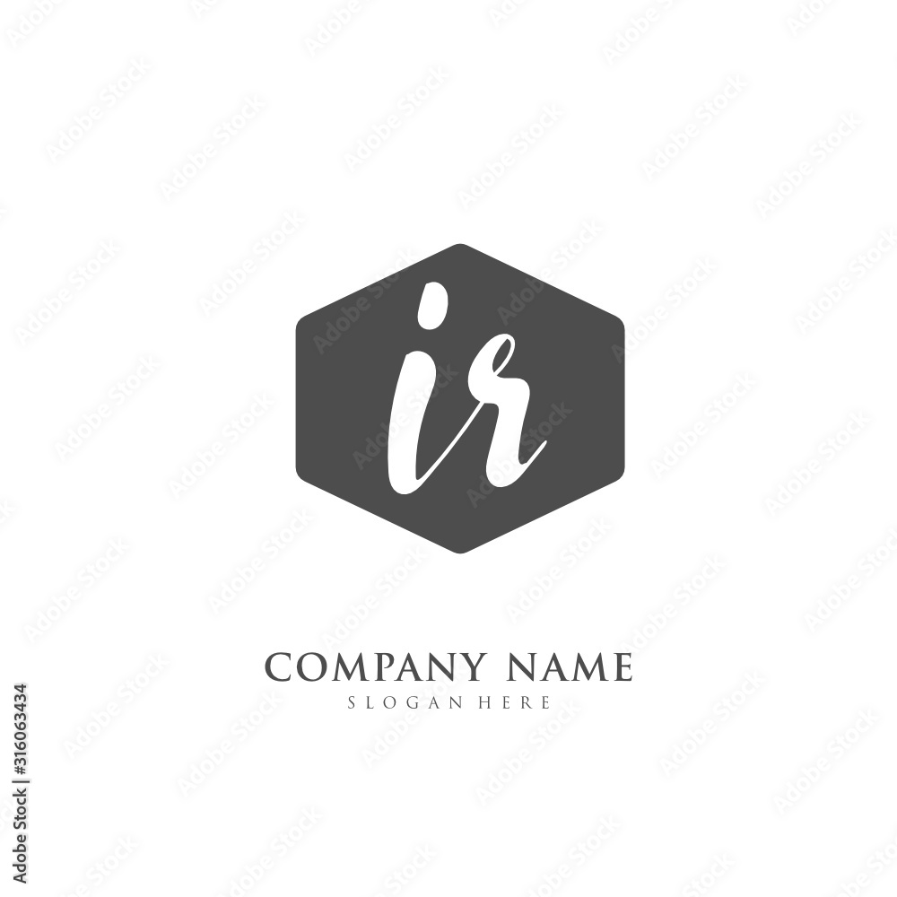 Handwritten initial letter I R IR for identity and logo. Vector logo template with handwriting and signature style. Handwritten initial letter I R IR for identity and logo. Vector logo template with handwriting and signature style.