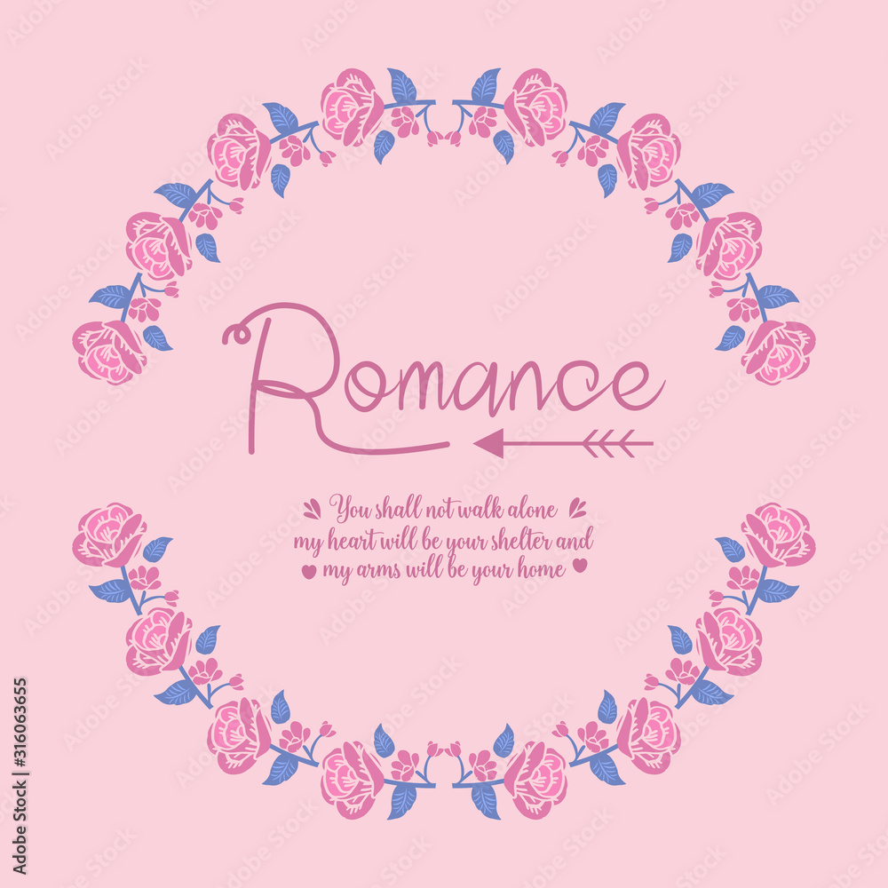 Wallpaper design for romance greeting card, with seamless style of leaf and floral frame. Vector