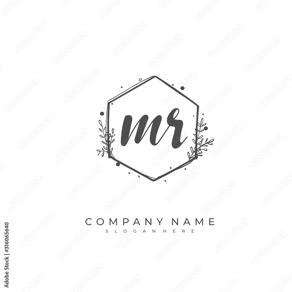 Handwritten initial letter M R MR for identity and logo. Vector logo template with handwriting and signature style. Handwritten initial letter M R MR for identity and logo. Vector logo template with handwriting and signature style.