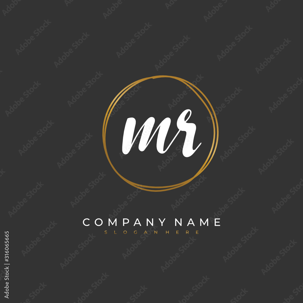 Handwritten initial letter M R MR for identity and logo. Vector logo template with handwriting and signature style. Handwritten initial letter M R MR for identity and logo. Vector logo template with handwriting and signature style.