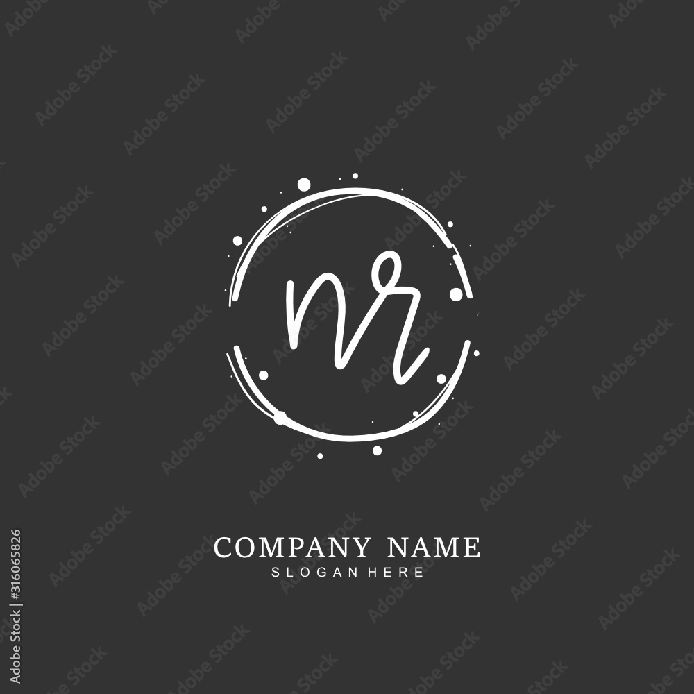 Handwritten initial letter N R NR for identity and logo. Vector logo template with handwriting and signature style. Handwritten initial letter N R NR for identity and logo. Vector logo template with handwriting and signature style.