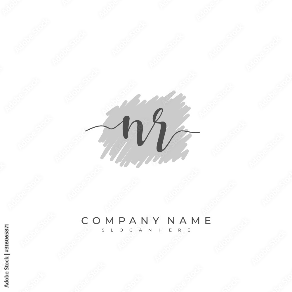 Handwritten initial letter N R NR for identity and logo. Vector logo template with handwriting and signature style. Handwritten initial letter N R NR for identity and logo. Vector logo template with handwriting and signature style.
