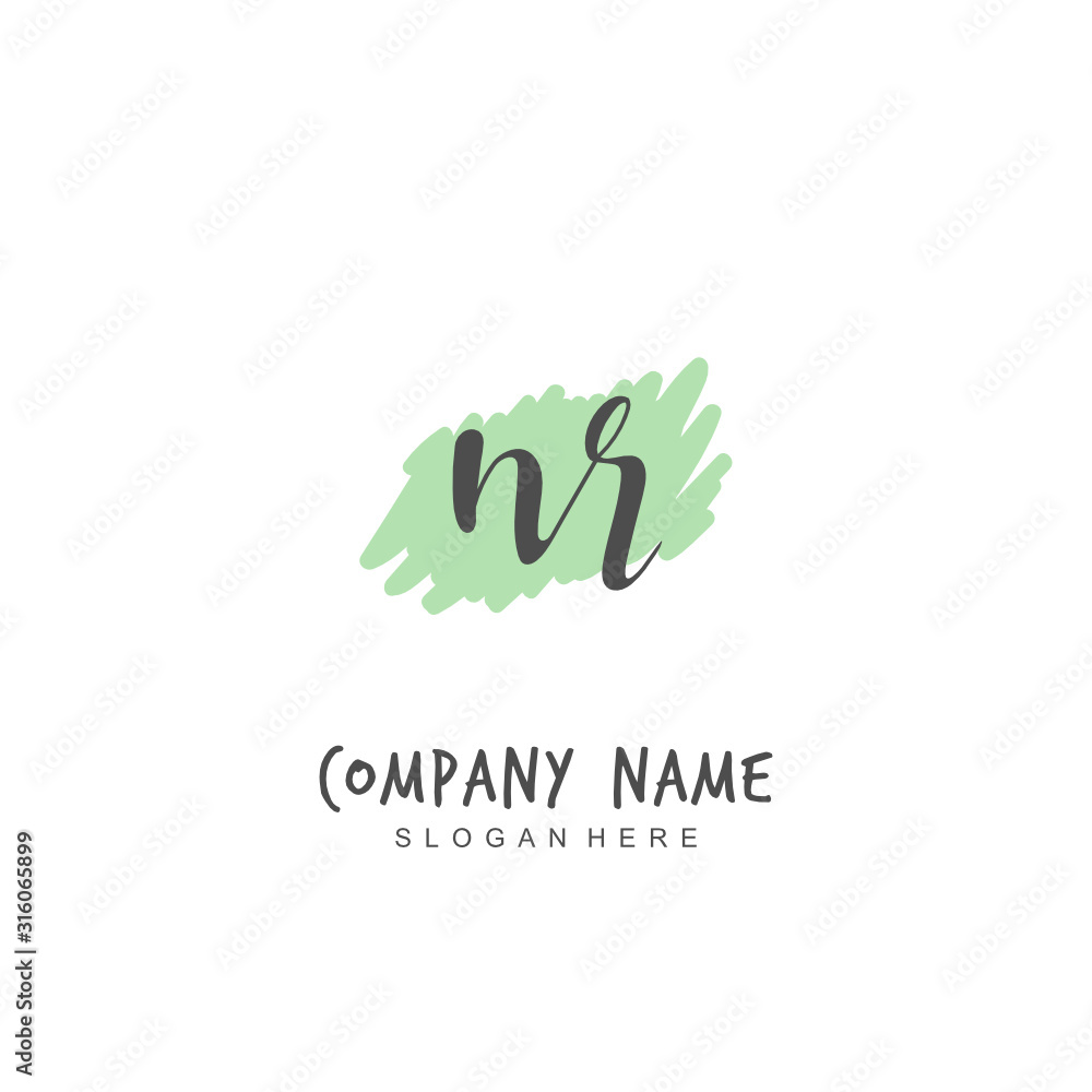 Handwritten initial letter N R NR for identity and logo. Vector logo template with handwriting and signature style. Handwritten initial letter N R NR for identity and logo. Vector logo template with handwriting and signature style.